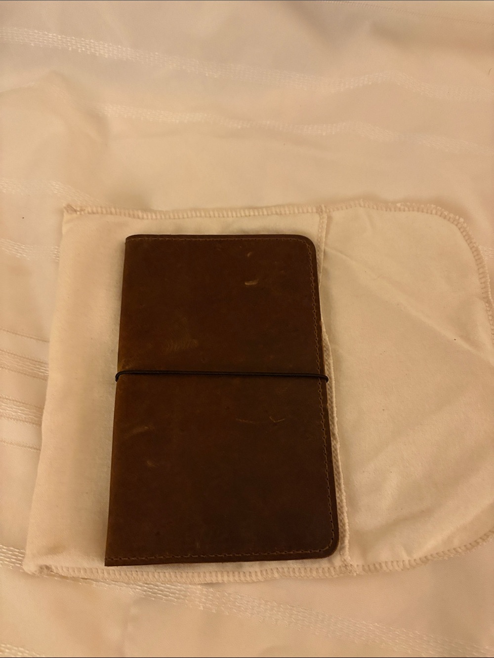 Premium Brown Leather Phone Journal Case with Elastic Closure
